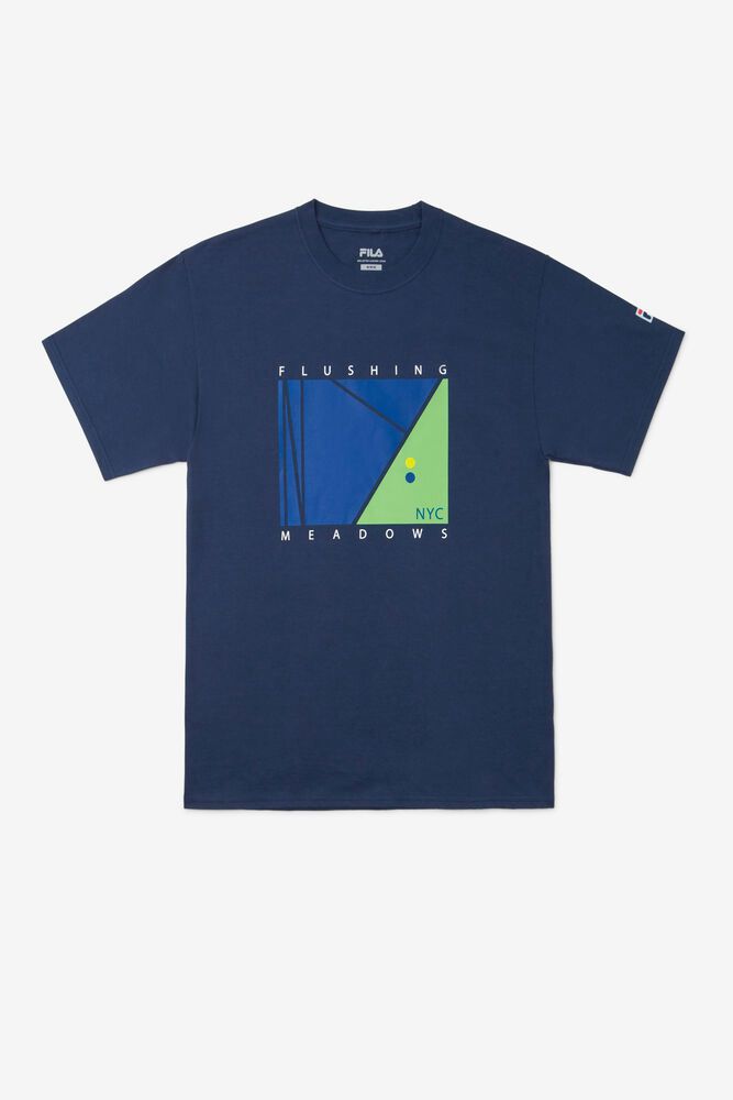 Fila T-Shirt Nyc Court Mens Navy - India VUZ-012547